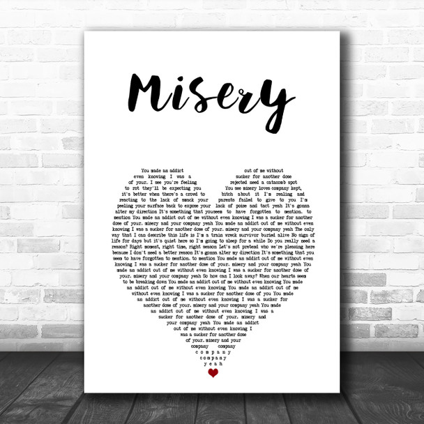 Nonpoint Misery White Heart Song Lyric Art Print