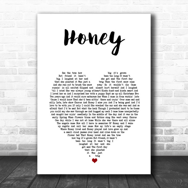 Bobby Goldsboro Honey White Heart Song Lyric Art Print