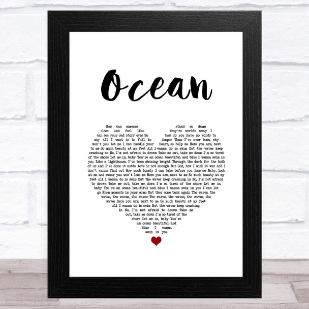 Lady Antebellum Ocean White Heart Song Lyric Art Print