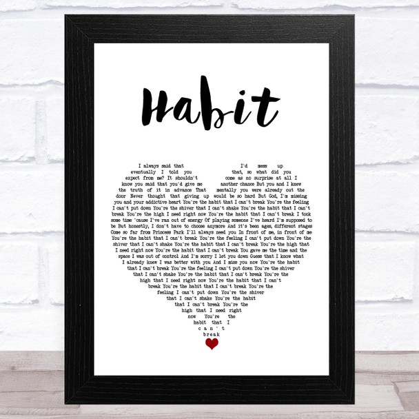 Louis Tomlinson Habit White Heart Song Lyric Art Print