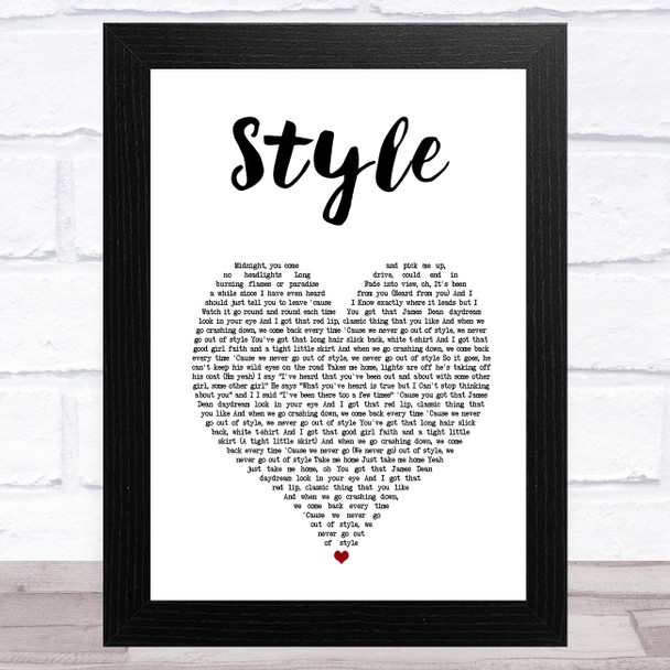 Taylor Swift Style White Heart Song Lyric Art Print