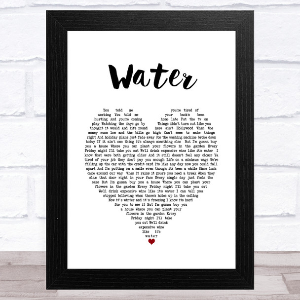 Jamie Grey Water White Heart Song Lyric Art Print