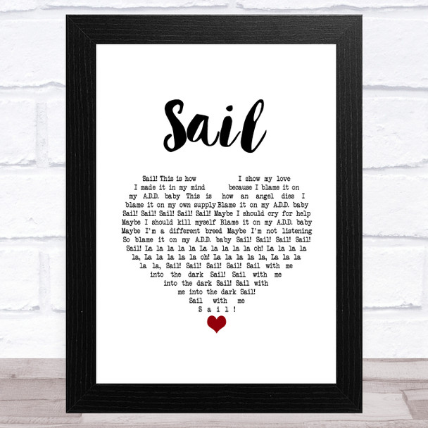 AWOLNATION Sail White Heart Song Lyric Art Print