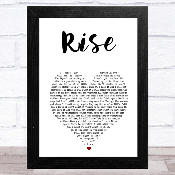 Katy Perry Rise White Heart Song Lyric Art Print