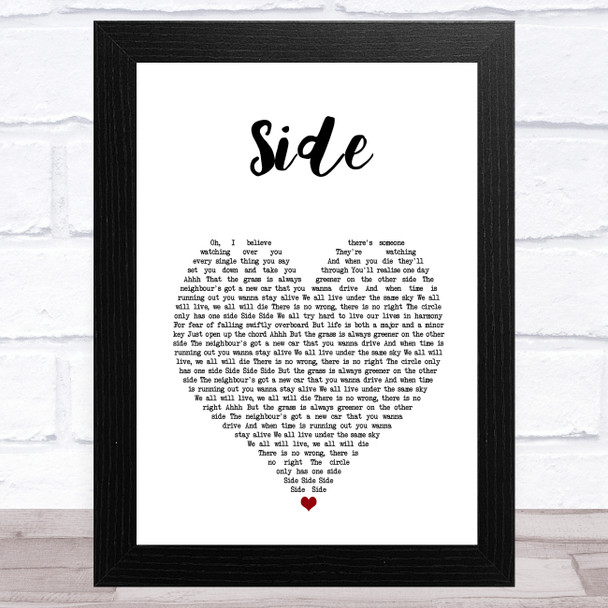 Travis Side White Heart Song Lyric Art Print