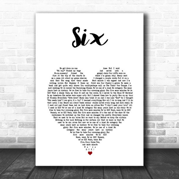 Six The Musical Six White Heart Song Lyric Art Print