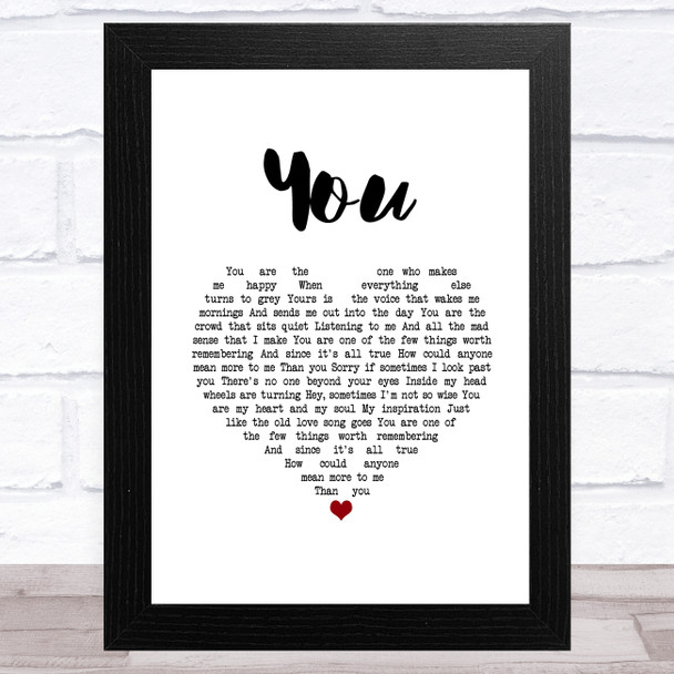 The Carpenters You White Heart Song Lyric Art Print