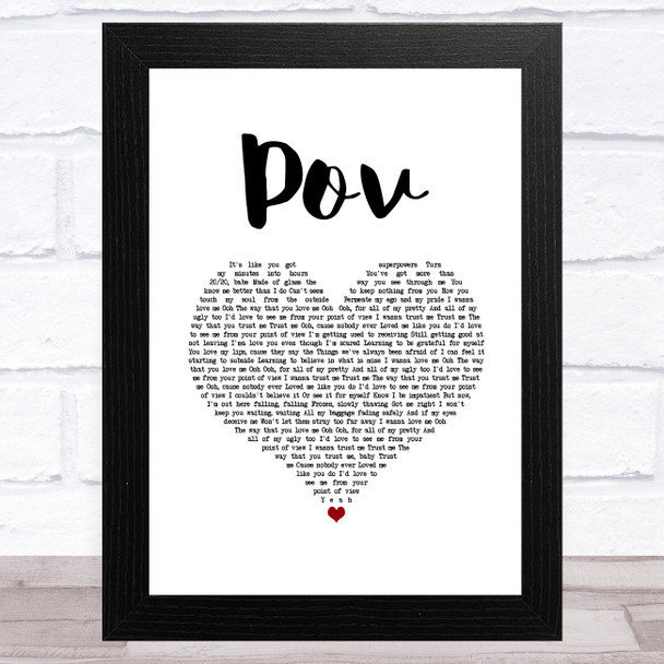 Ariana Grande pov White Heart Song Lyric Art Print