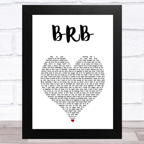 Mahalia BRB White Heart Song Lyric Art Print