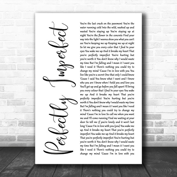 Declan J Donovan Perfectly Imperfect White Script Song Lyric Art Print