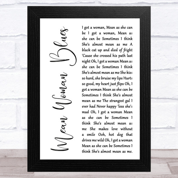 Elvis Presley Mean Woman Blues White Script Song Lyric Art Print