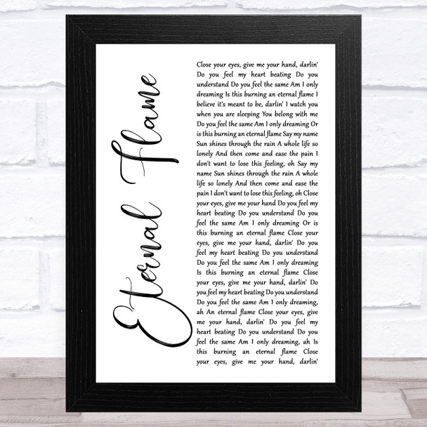 The Bangles Eternal Flame White Script Song Lyric Art Print