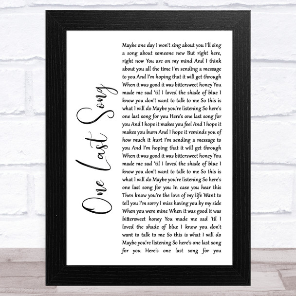 Sam Smith One Last Song White Script Song Lyric Art Print