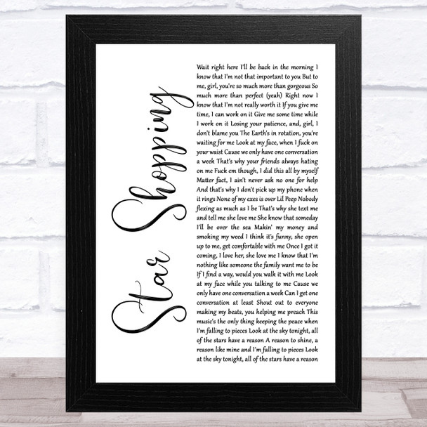 Lil Peep Star Shopping White Script Song Lyric Art Print