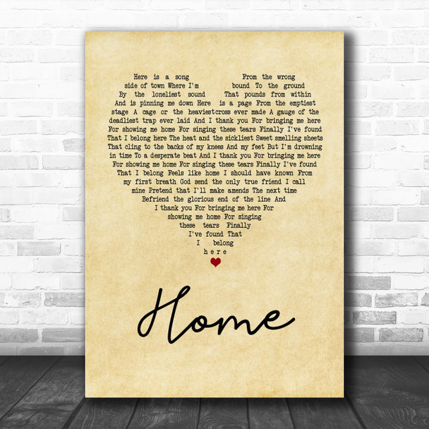 Depeche Mode Home Vintage Heart Song Lyric Music Wall Art Print