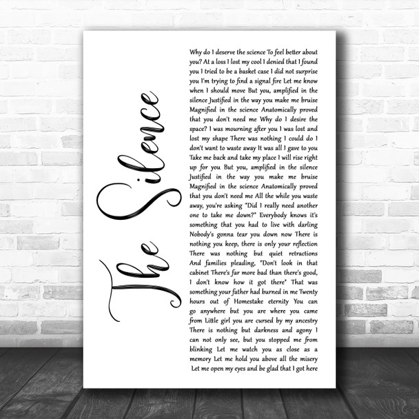 Manchester Orchestra The Silence White Script Song Lyric Art Print