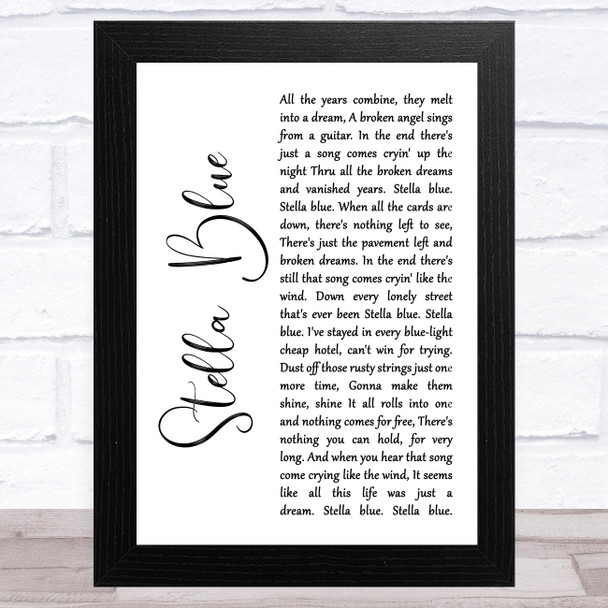 Grateful Dead Stella Blue White Script Song Lyric Art Print