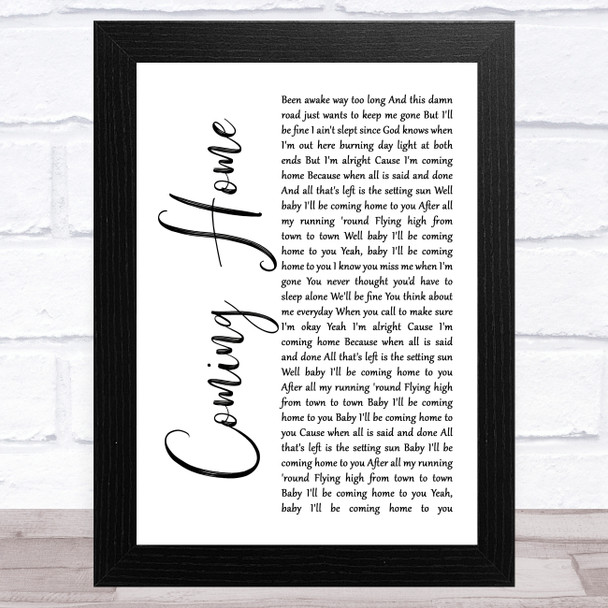 Kolby Cooper Coming Home White Script Song Lyric Art Print