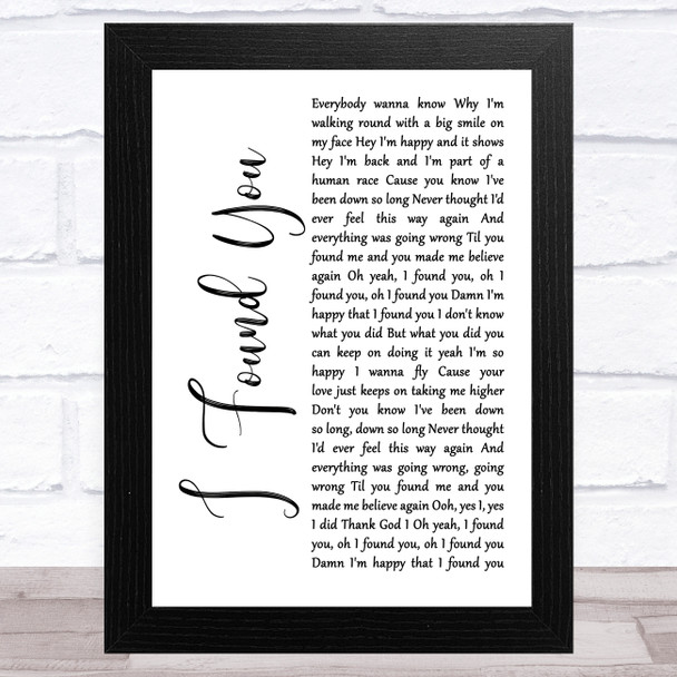 Axwell I Found You White Script Song Lyric Art Print