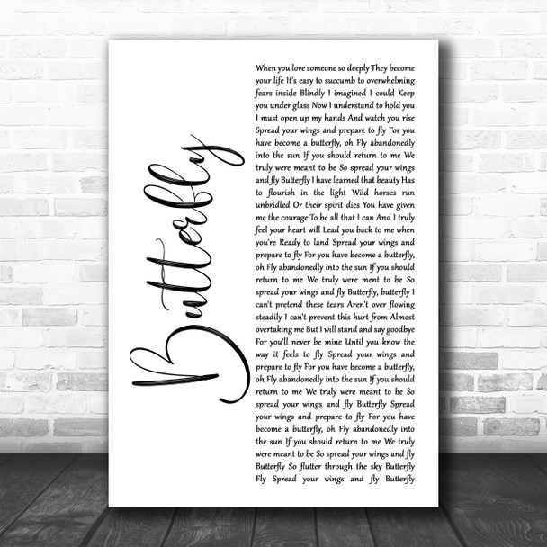 Mariah Carey Butterfly White Script Song Lyric Art Print