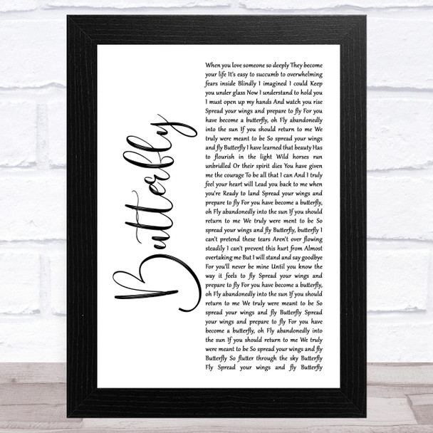 Mariah Carey Butterfly White Script Song Lyric Art Print