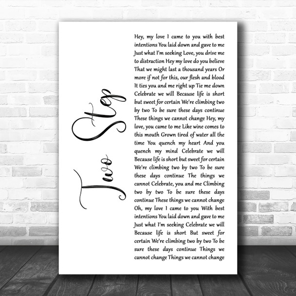 Dave Matthews Band Two Step White Script Song Lyric Art Print