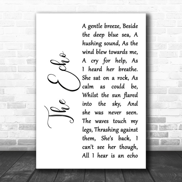 Kiera St Louis The Echo White Script Song Lyric Art Print