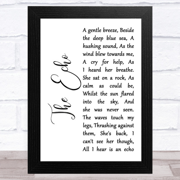 Kiera St Louis The Echo White Script Song Lyric Art Print