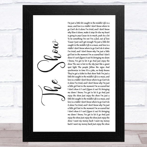 Lenka The Show White Script Song Lyric Art Print