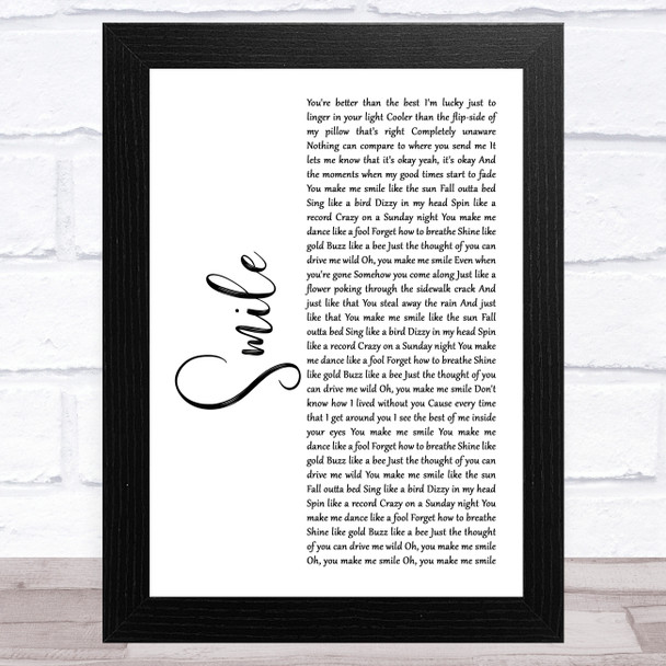 Uncle Kracker Smile White Script Song Lyric Art Print