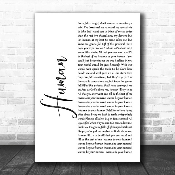 Imelda May Human White Script Song Lyric Art Print