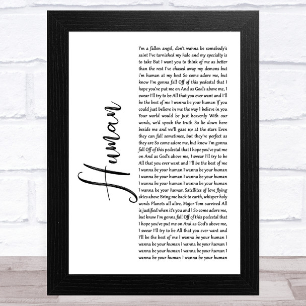 Imelda May Human White Script Song Lyric Art Print