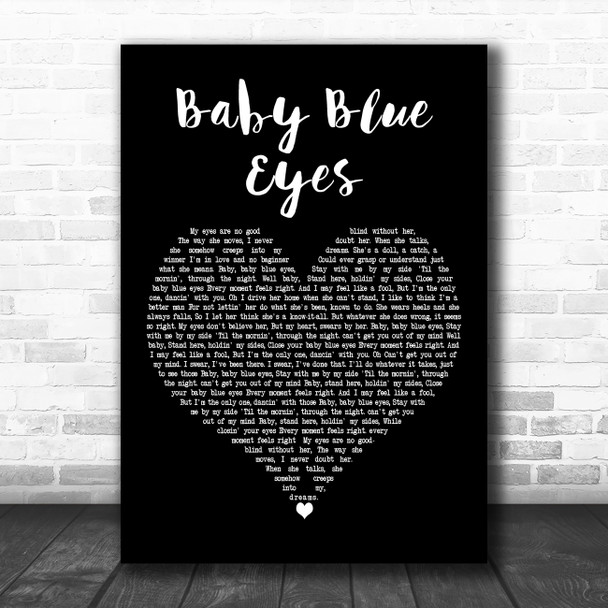 A Rocket To The Moon Baby Blue Eyes Black Heart Decorative Wall Art Gift Song Lyric Print