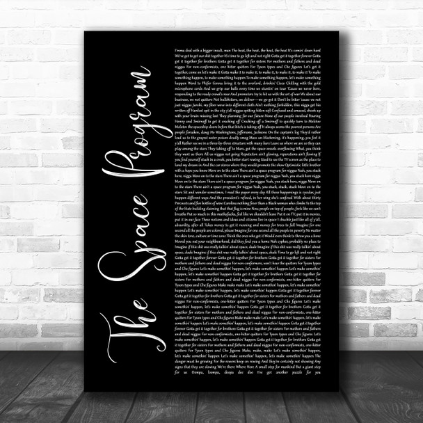 A Tribe Called Quest The Space Program Black Script Decorative Wall Art Gift Song Lyric Print