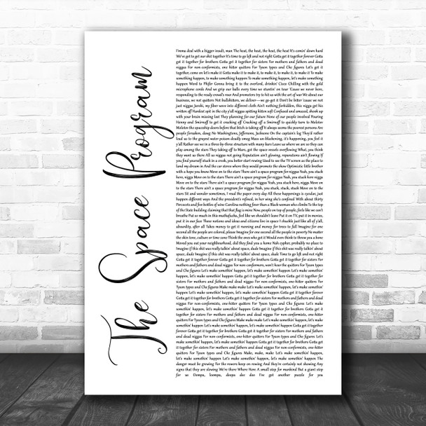 A Tribe Called Quest The Space Program White Script Decorative Wall Art Gift Song Lyric Print