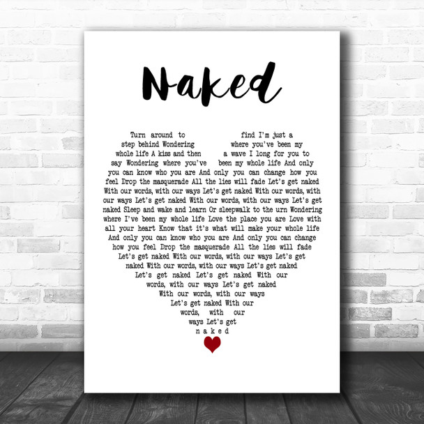 Above & Beyond Naked White Heart Decorative Wall Art Gift Song Lyric Print