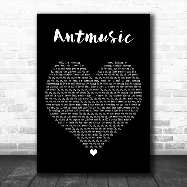 Adam and the Ants Antmusic Black Heart Decorative Wall Art Gift Song Lyric Print