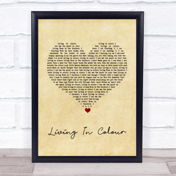 Frightened Rabbit Living In Colour Vintage Heart Song Lyric Music Wall Art Print