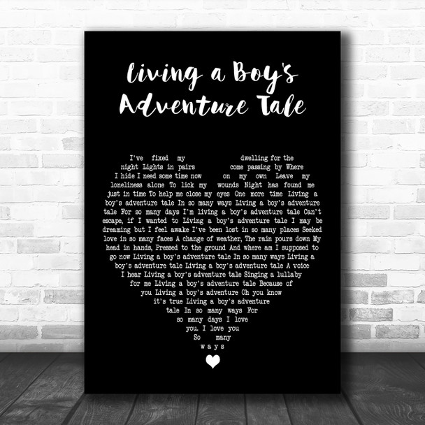 A-ha Living a Boy's Adventure Tale Black Heart Decorative Gift Song Lyric Print