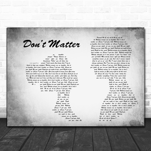 Akon Dont Matter Man Lady Couple Grey Decorative Wall Art Gift Song Lyric Print