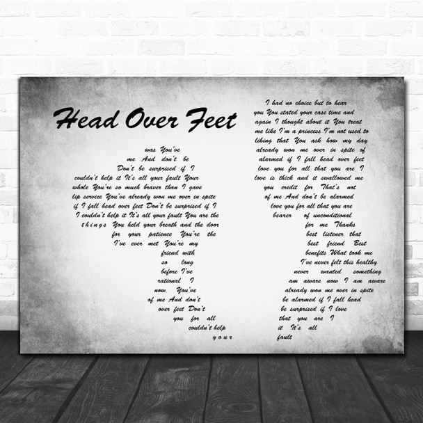 Alanis Morissette Head Over Feet Man Lady Couple Grey Decorative Wall Art Gift Song Lyric Print