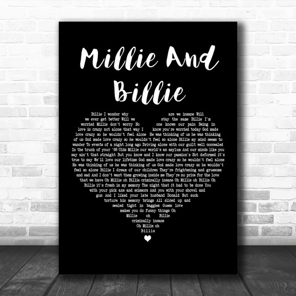 Alice Cooper Millie And Billie Black Heart Decorative Wall Art Gift Song Lyric Print