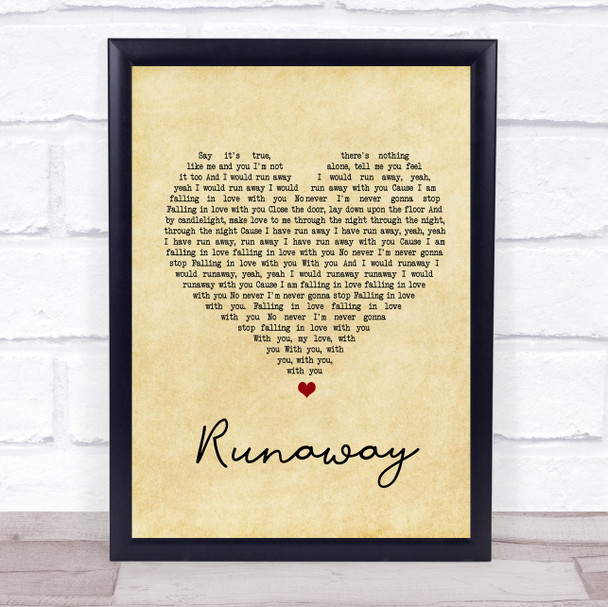 The Corrs Runaway Vintage Heart Song Lyric Music Wall Art Print