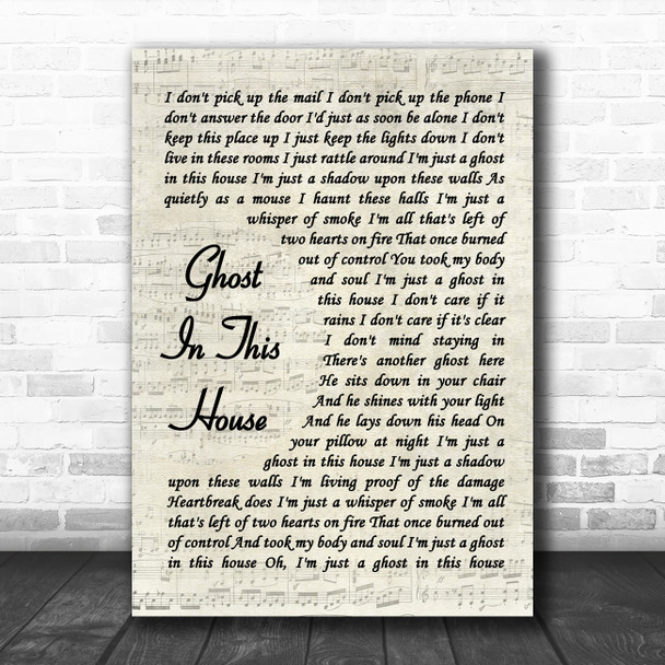 Alison Krauss Ghost in This House Vintage Script Decorative Wall Art Gift Song Lyric Print