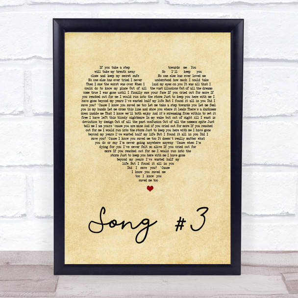 Stone Sour Song 3 Vintage Heart Song Lyric Music Wall Art Print
