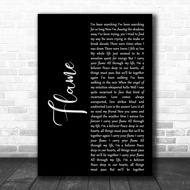Alphaville Flame Black Script Decorative Wall Art Gift Song Lyric Print