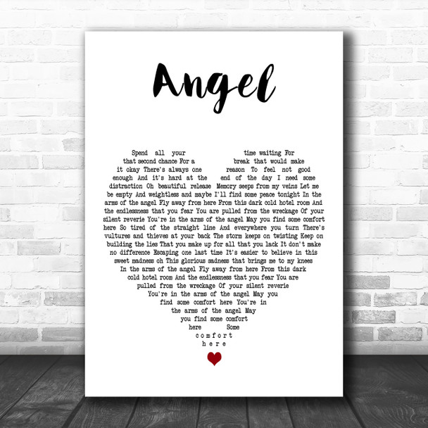 Angelis Angel White Heart Decorative Wall Art Gift Song Lyric Print