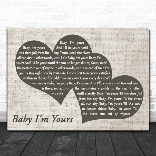Arctic Monkeys Baby I'm Yours Landscape Music Script Two Hearts Gift Song Lyric Print