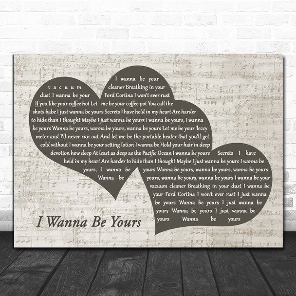 Arctic Monkeys I Wanna Be Yours Landscape Music Script Two Hearts Wall Art Gift Song Lyric Print