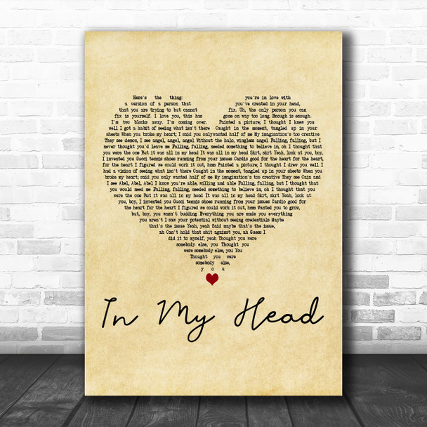 Ariana Grande In My Head Vintage Heart Decorative Wall Art Gift Song Lyric Print